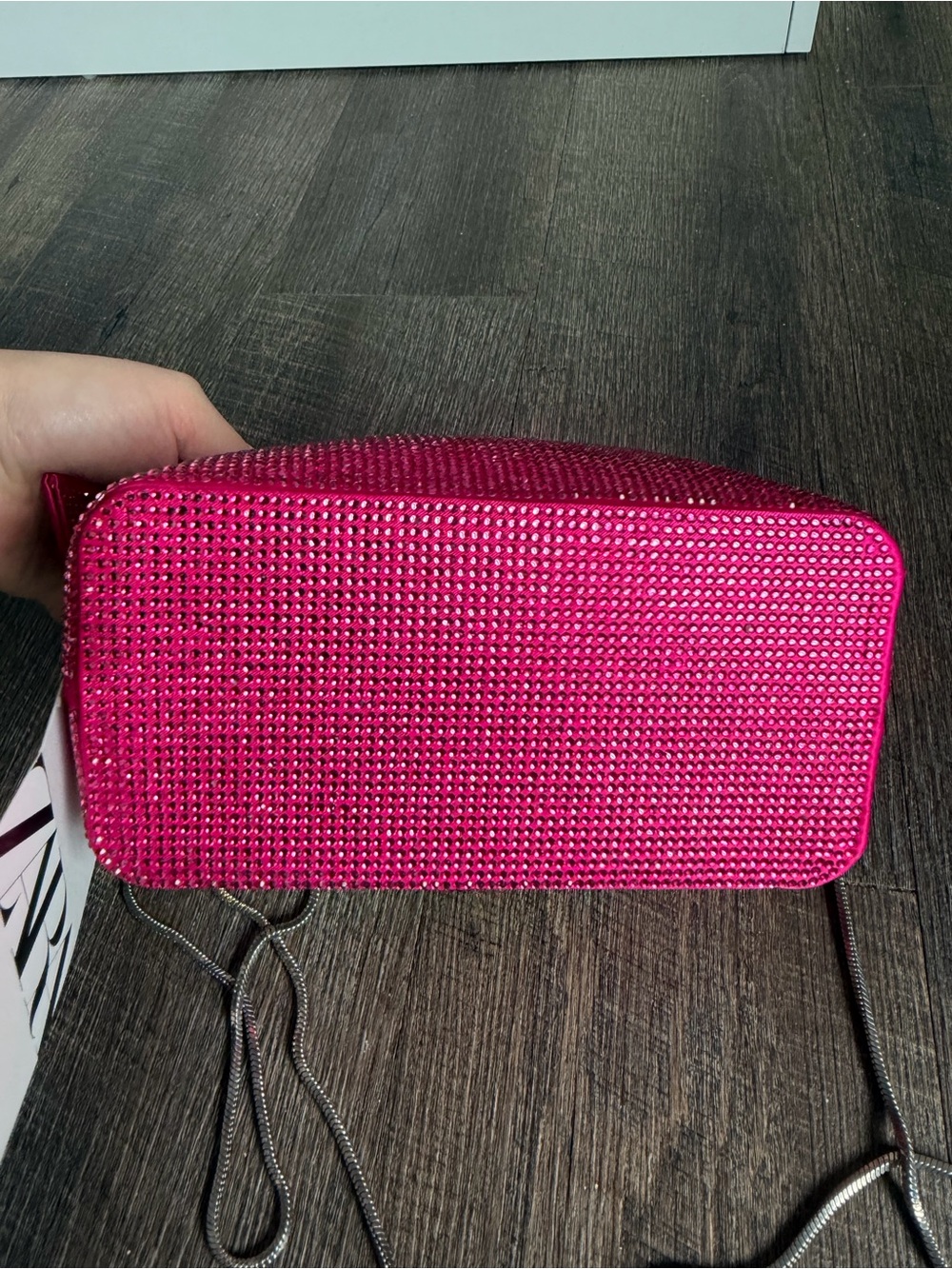 Zara Hot Pink Crystal-Embellished Wristlet Bucket Bag - Picture 4 of 6